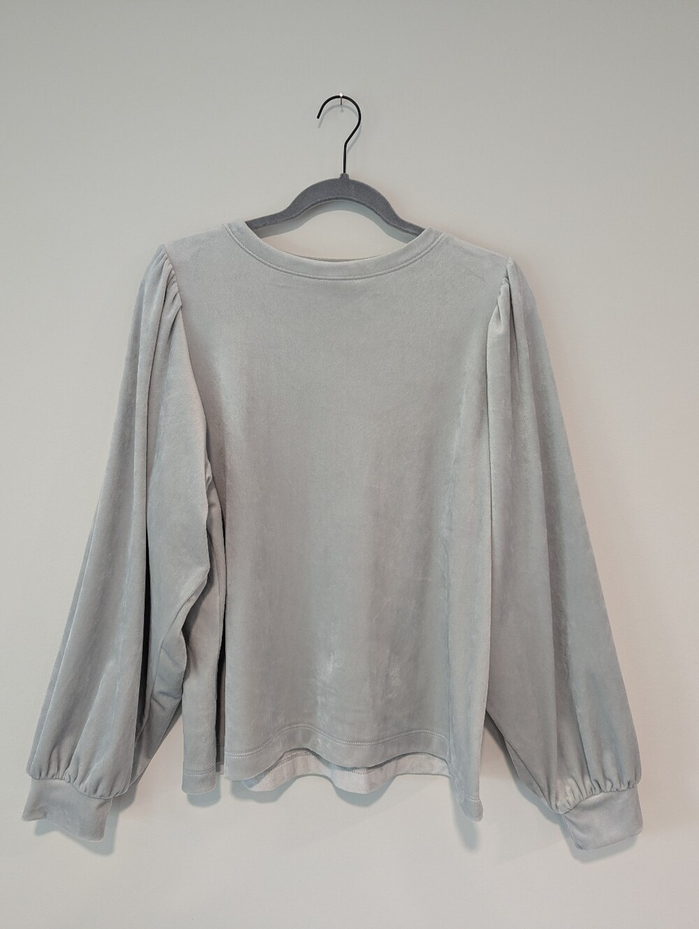 Loft Velour Sweatshirt Crewneck Balloon Sleeve Velvet Top